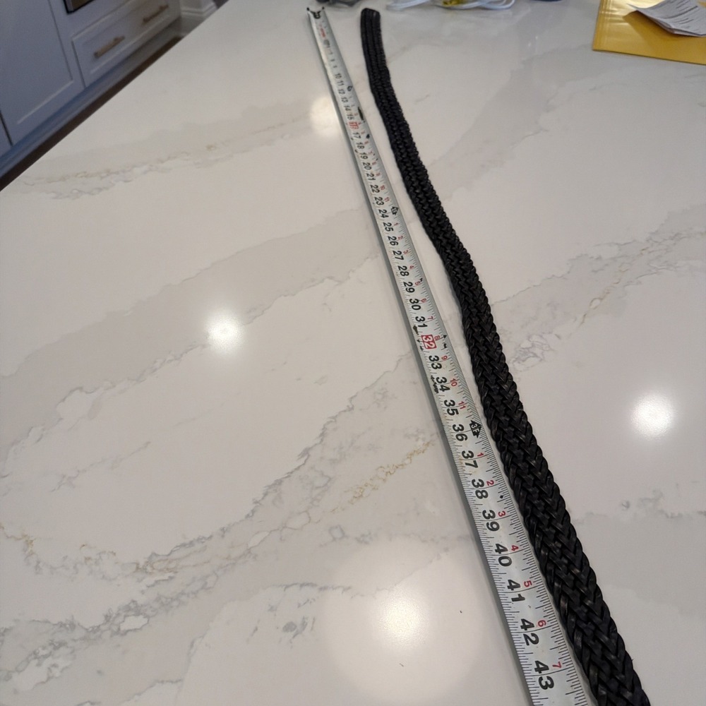 Abercrombie & Fitch Braided Belt Mens 48 Black Excellent Leather Woven Buckle